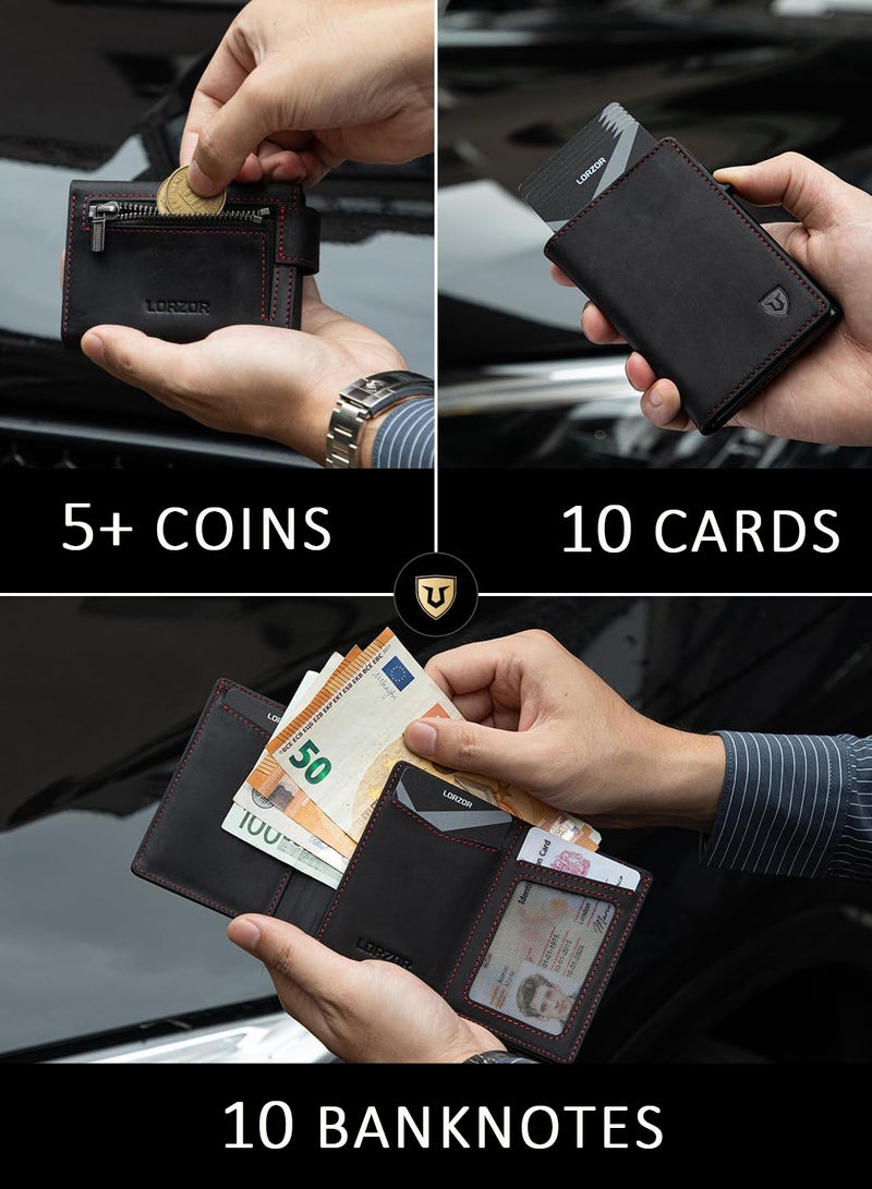LORZOR Men's Card Case with Magnetic Closure and Slim Wallet with Coin Compartment RFID Protection for 10 Cards - Image 5